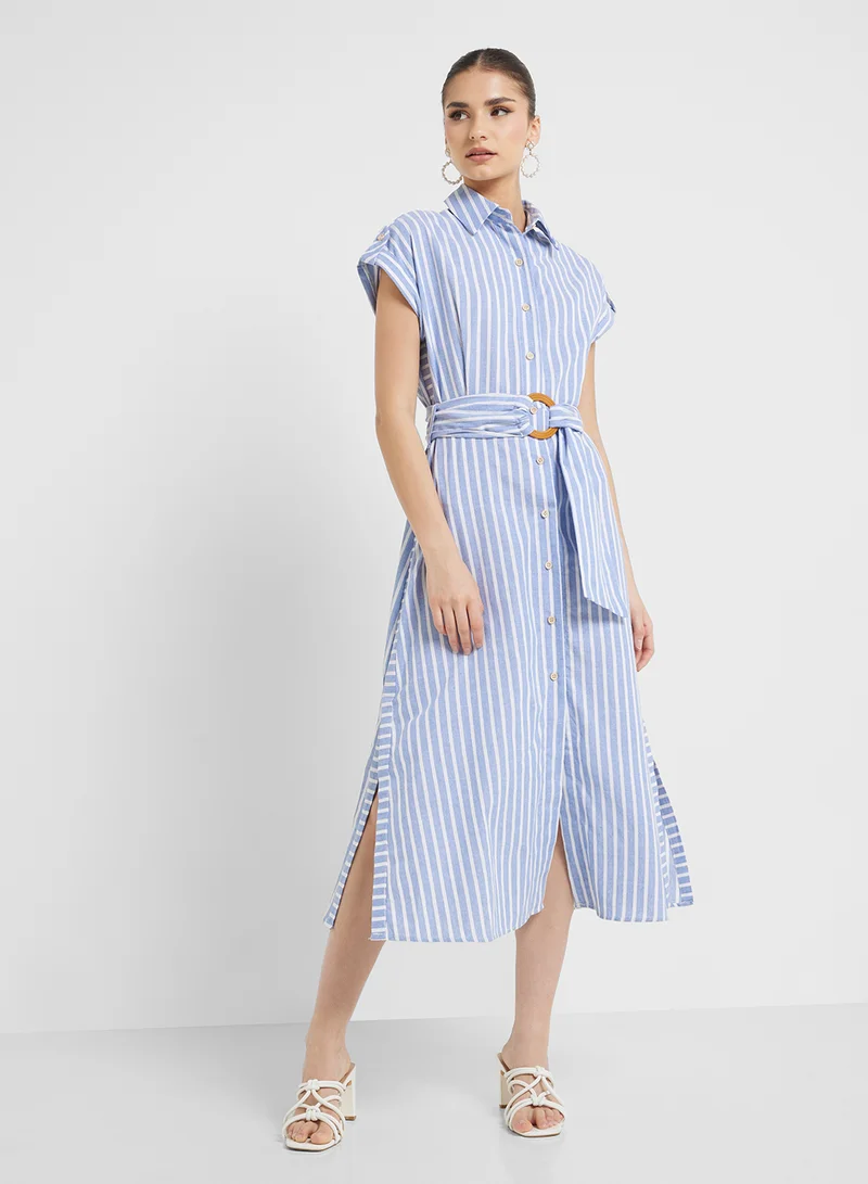 جينجر Striped Midi Dress