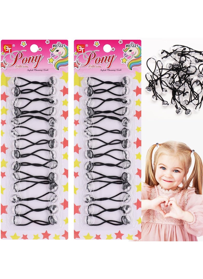 Beauty Town - 12mm Hair Accessories: 28 Pcs Bubble Twinbead Ponytail Holders with Balls for Kids, Toddlers, and Girls (Clear Assorted) - Image 1