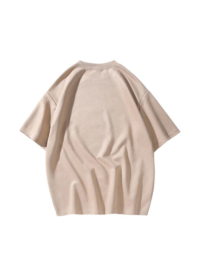 GURUNVANI Men T Shirt Streetwear Harajuku Tops Short Sleeve Crewneck T-Shirt, T3408Khaki, Small  - Image 2