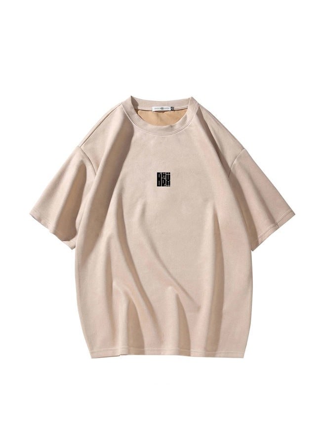 GURUNVANI Men T Shirt Streetwear Harajuku Tops Short Sleeve Crewneck T-Shirt, T3408Khaki, Small  - Image 1