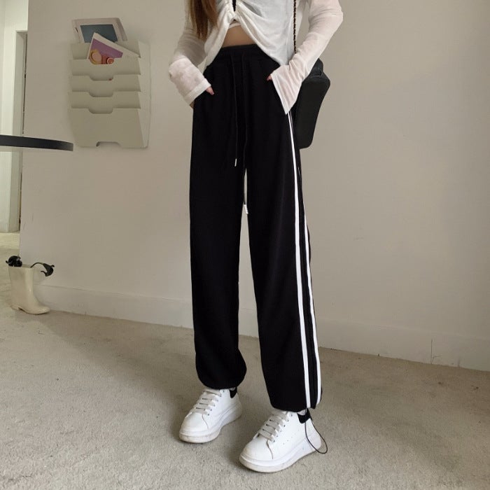 20256001# real shot real price big fish scales autumn outfit leggings women slim wide leg pants pants women ins tide Black  - Image 1