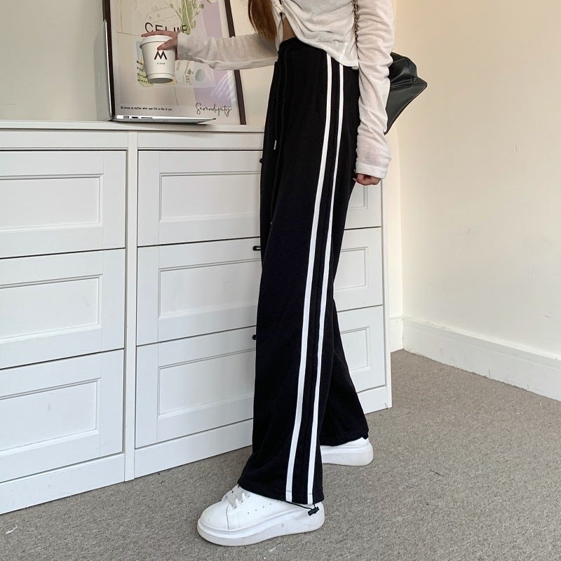 20256001# real shot real price big fish scales autumn outfit leggings women slim wide leg pants pants women ins tide Black  - Image 5