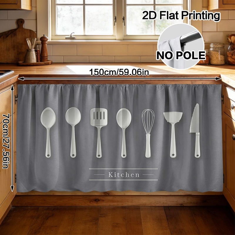 2D Flat Kitchen Utensils Artwork Curtain And Cabinet Decoration 27 56 59 06 Inch Made From Polyester With Rod Pocket Design Easy To Clean And Install - Image 5
