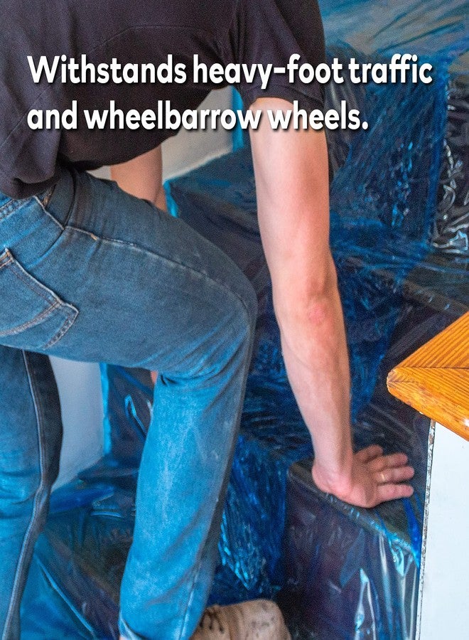 إكس فاستين غشاء حماية الأرضيات XFasten، لفة 24 بوصة × 200 قدم، 3 مل، غشاء بلاستيكي أزرق ذاتي اللصق للأرضيات الخشبية | لفة غشاء حماية لاصق للأرضيات بدون بقايا طلاء وبناء - Image 5