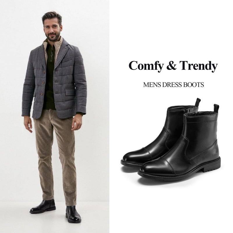 Arkbird Men's Chelsea Boots Zip Ankle Dress Boot Genuine Leather Boots for Casual and Formal - Image 3
