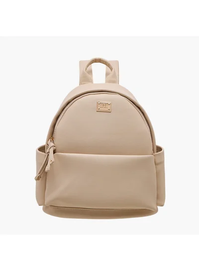 Flora Bella By Shoexpress Women Solid Backpack with Adjustable Straps and Zip Closure - 14x27x32 cm