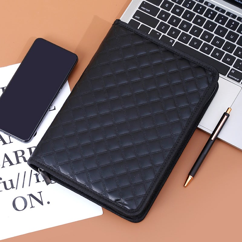 A5 Multifunctional Zipper Bag Notebook Business Loose-Leaf Notepad With Computer Pu Leather Meeting Record Book - Image 5