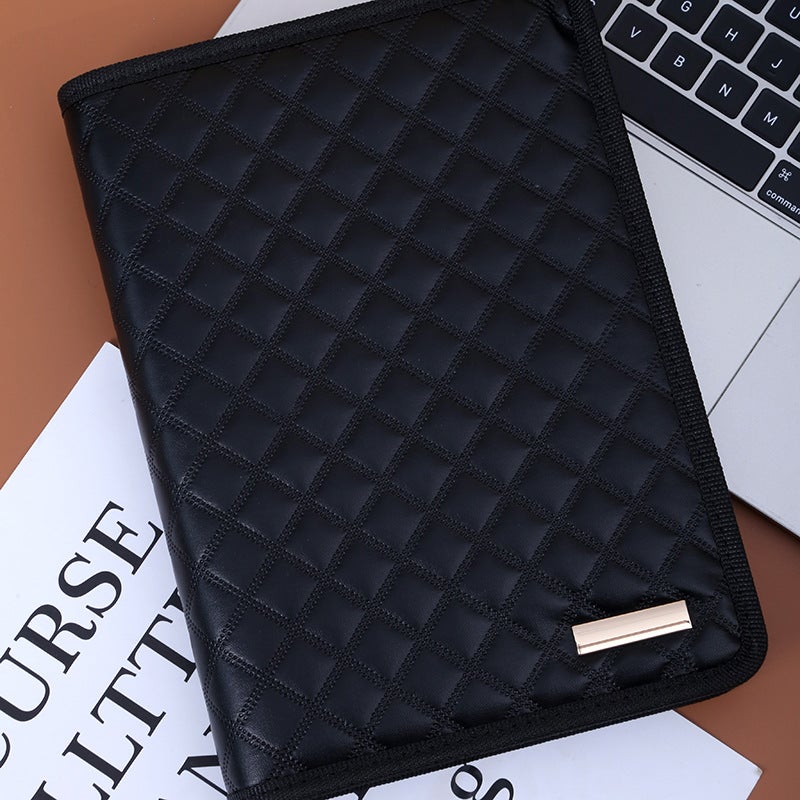 A5 Multifunctional Zipper Bag Notebook Business Loose-Leaf Notepad With Computer Pu Leather Meeting Record Book - Image 1