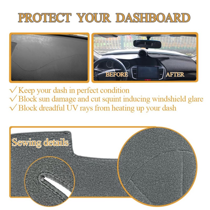Yiz Dashboard Cover Dash Cover Mat Pad Custom Fit for Dodge Ram 1500 2500 3500 1994 1995 1996 1997 Pickup Truck (94-97DarkGray) J23 - Image 4