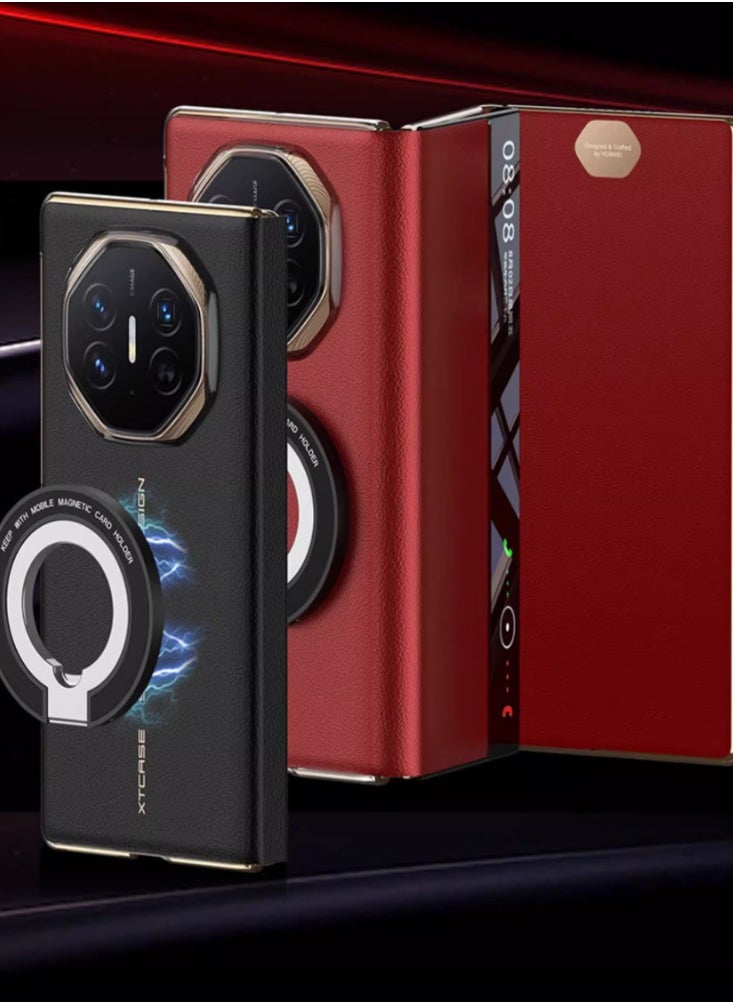Generic - Suitable for Huawei mate XT Extraordinary Master Case Leather Flip Folding Screen Built-in Magnetic-Red + Stand - Image 1