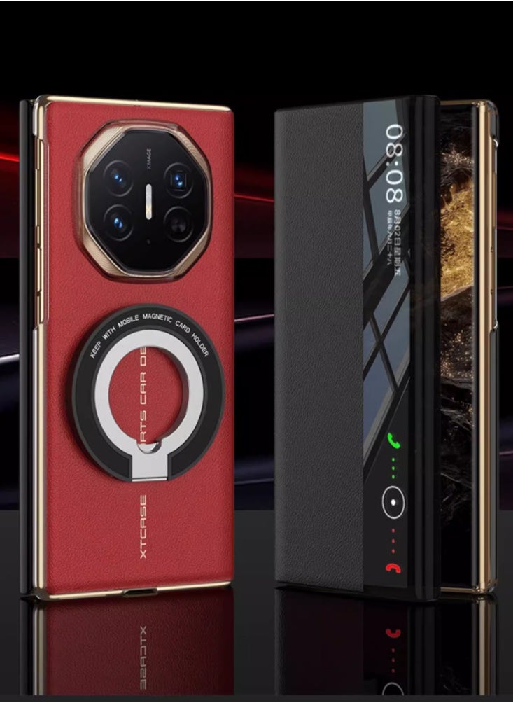 Generic - Suitable for Huawei mate XT Extraordinary Master Case Leather Flip Folding Screen Built-in Magnetic-Red + Stand - Image 1