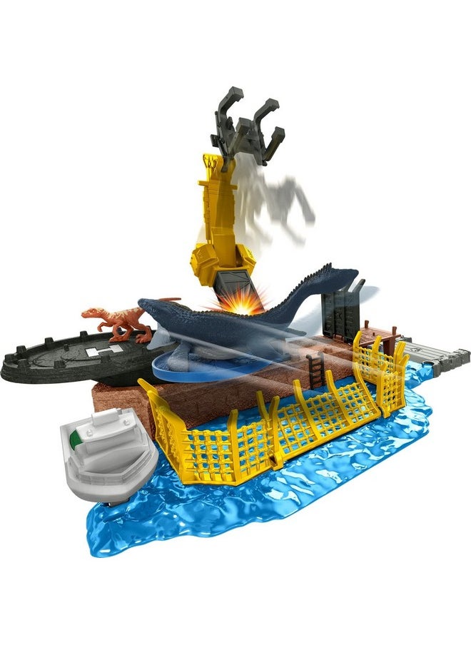 Mattel Games Jurassic World Dominion Minis Mosasaurus Mayhem Playset With 2 Mini Dinosaur Figures Launchers And Break Apart Feature Toy Gift Set And Collectible  - Image 2