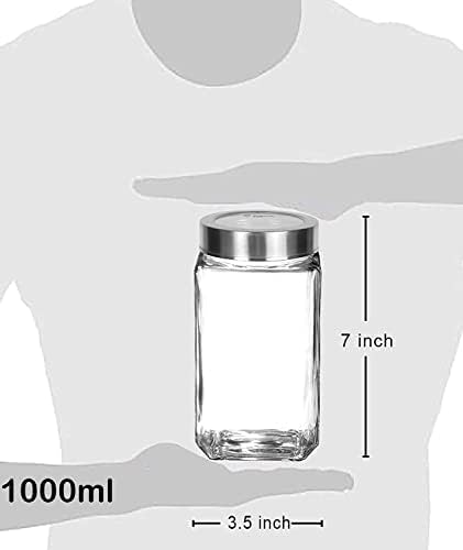 Home Stuffs Home Stuffs Cubical Square Transparent Glass Jars Containers for Kitchen Pantry Snacks Masala Jams Pickles Cookies Dry Fruits Coffee Beans Storage 1KG Glass Jar with Lid 1liter Set of 8 - Image 3