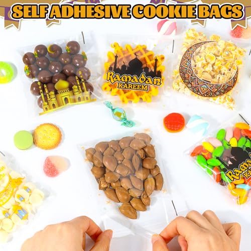 ZYLOP Ramadan Gift Bags – 100 PCS Ramadan Goodie Bags, Eid Mubarak Cellophane Treat Bags for Kids, Self Adhesive Clear Candy Bags for Eid Party Favors - Image 3