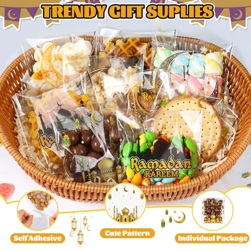ZYLOP Ramadan Gift Bags – 100 PCS Ramadan Goodie Bags, Eid Mubarak Cellophane Treat Bags for Kids, Self Adhesive Clear Candy Bags for Eid Party Favors - Image 5