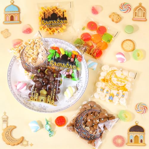 ZYLOP Ramadan Gift Bags – 100 PCS Ramadan Goodie Bags, Eid Mubarak Cellophane Treat Bags for Kids, Self Adhesive Clear Candy Bags for Eid Party Favors - Image 4
