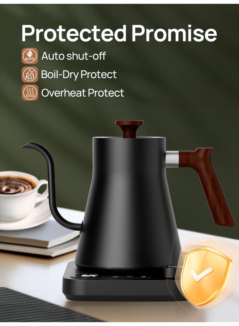 Brutelle Gooseneck Kettle V60 Coffee Kettle 900ML 1200W with Knob Temperature Adjustment Digital Display Automatic Insulation Stainless Steel for Home Office Daily Use - Image 5