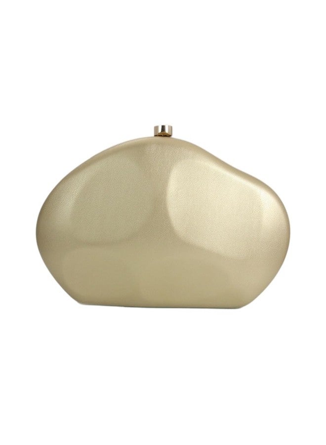 DEBIMY Trendy Ladies Faux Leather Crossbody Bag Irregular Shell Purse PU Leather Women's Evening Handbag for Party Casual, Gold - Image 1