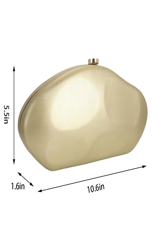 DEBIMY Trendy Ladies Faux Leather Crossbody Bag Irregular Shell Purse PU Leather Women's Evening Handbag for Party Casual, Gold - Image 5