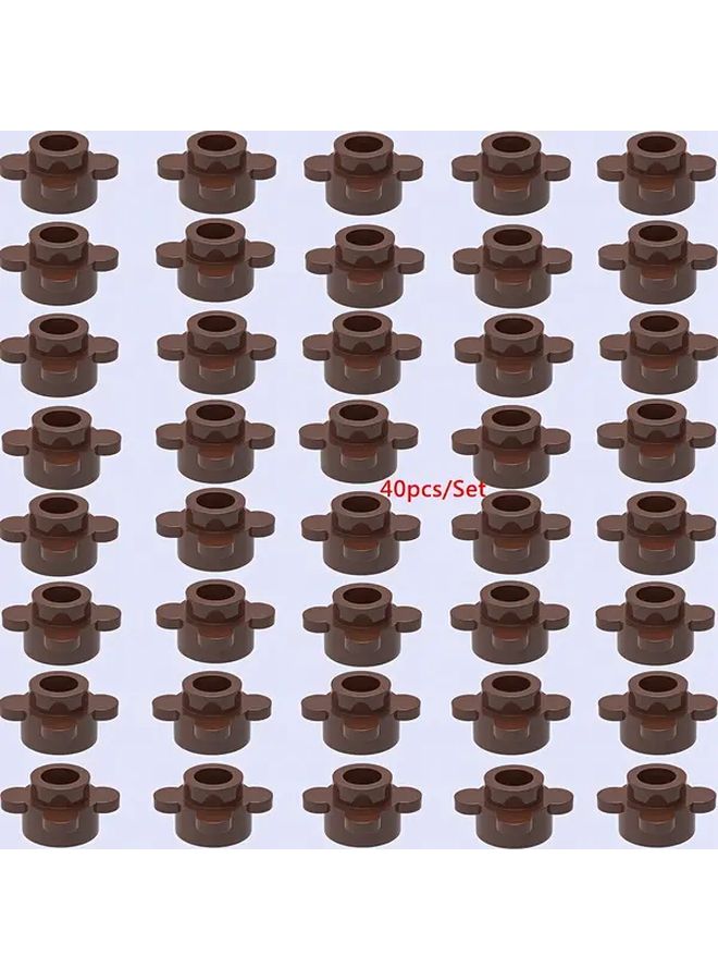 40Pcs Dark Brown Mini Building Blocks DIY Quatrefoil Flower Garden Scene Christmas Gift - Image 1