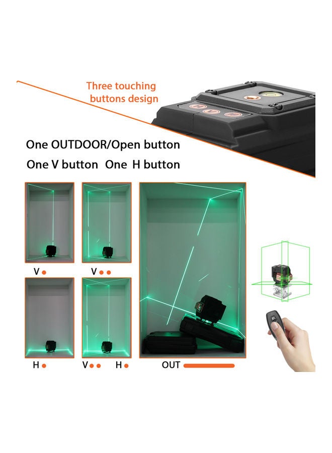 Multifunctional 3D 12 Lines Laser Level With Self-leveling Function Multicolour 34.10x13.7x28.9cm - Image 5