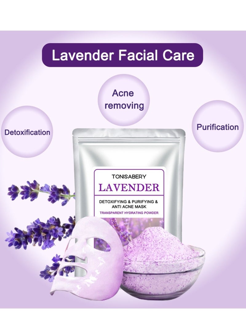 TONISABERY مسحوق قناع الوجه من اللافندر القابل للإزالة - منظف ومطهر ومضاد لحب الشباب - مسحوق قناع مرطب وشفاف للوجه للنساء والرجال 20 جرام - Image 2