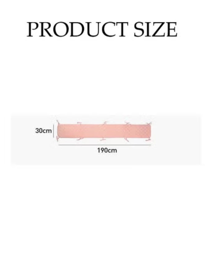 DUNISO Baby Cot Bumper，2 IN 1 Crib Bumper and Crib Rail Covers，Soft Breathable Anti-Collision Crib Teething Rail Cover Edge Protector Strip，Padded Soft Fence Mat Covers,Suitable for Kids Room Crib, Kid's Bed，30*190cm，Pink - Image 3