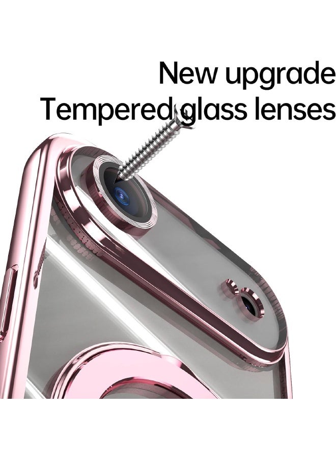 Magnetic for iPhone 17 Air Case, with Invisible Ring Stand, Built-in Camera Lens Protector, Compatible with MagSafe, Soft Scratch-Resistant Shockproof Case for iPhone Air 6.5 inch, Pink - Image 5