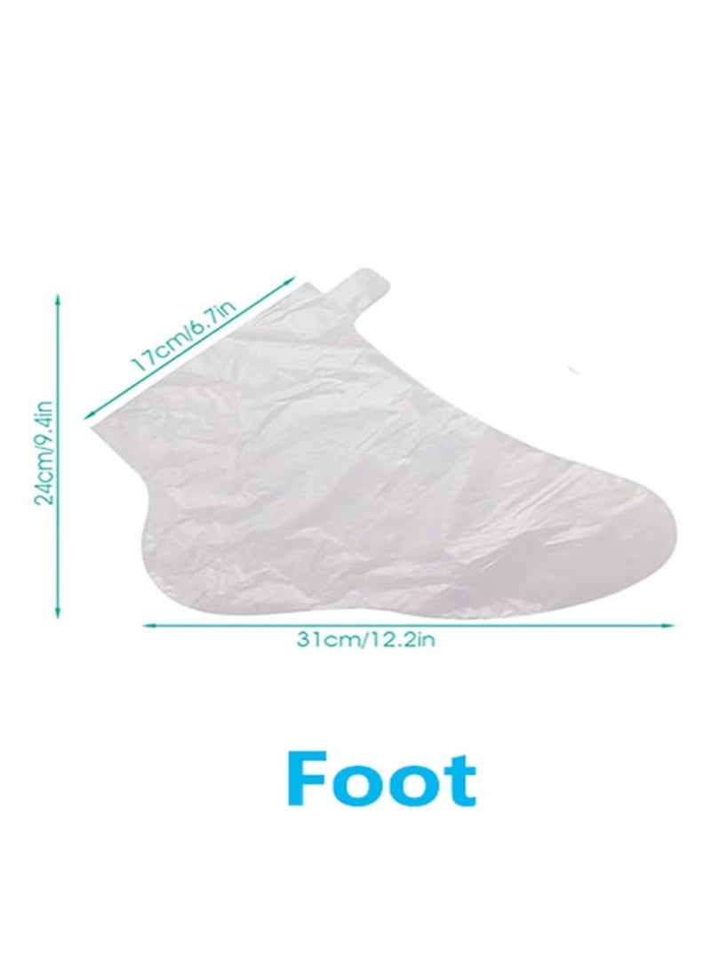 100 Piece Clear Plastic Disposable Booties with Sticker Paraffin Wax Foot Bath Liners Feet Protectors Covers Foot Spa Socks Thermal Therapy Feet Covers Bags - Image 4