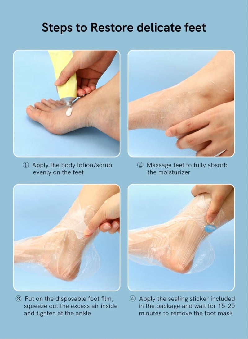 100 Piece Clear Plastic Disposable Booties with Sticker Paraffin Wax Foot Bath Liners Feet Protectors Covers Foot Spa Socks Thermal Therapy Feet Covers Bags - Image 2