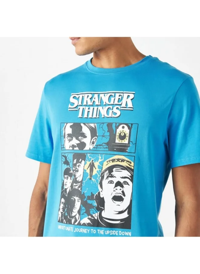 SP Characters Graphic Print T-shirt with Crew Neck and Short Sleeves