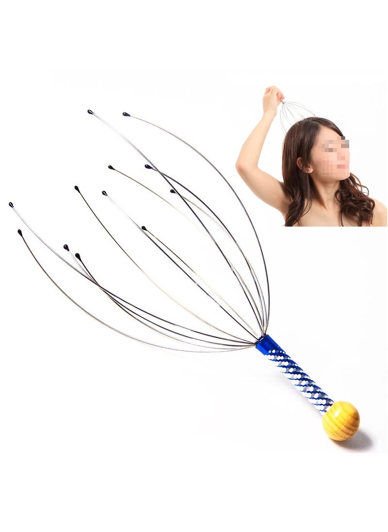 DubaiGallery - Head Scalp Massagers, 12 Fingers Head Massage Hand-held, Head Massager Scalp Scratcher for Deep Relaxation, Stress Relief and Hair Stimulation SS handle - Image 1