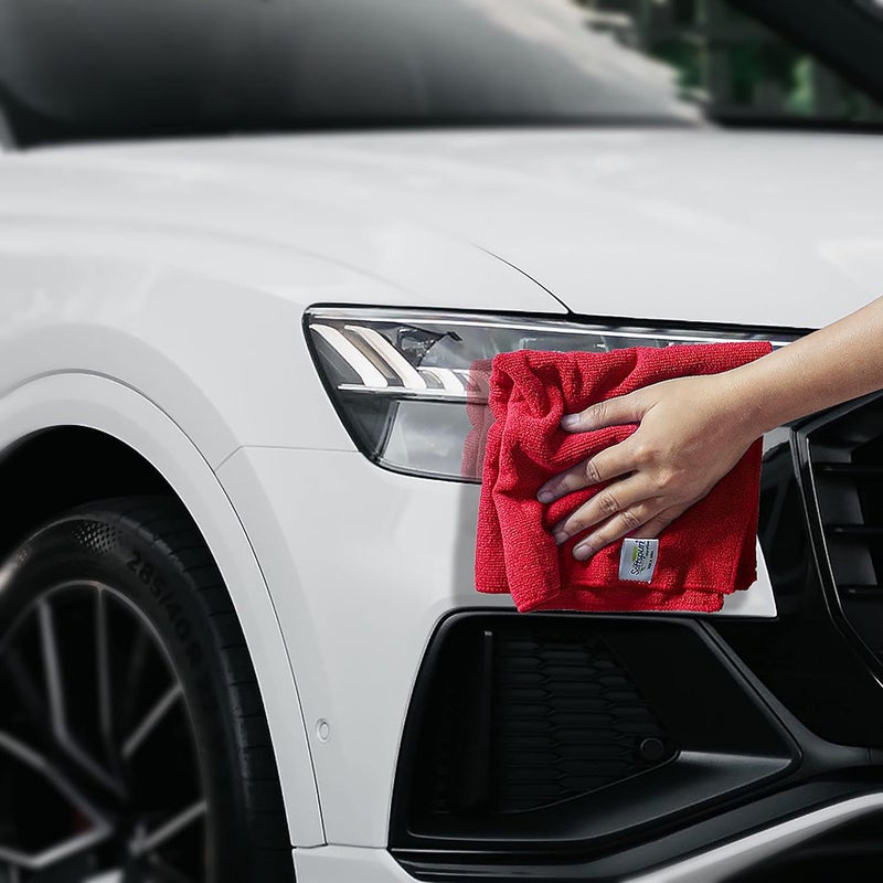 SOFTSPUN Microfiber Cloth 2 pcs 30x30 cms 340 GSM Red Thick Lint StreakFree Multipurpose Cloths Automotive Microfibre Towels for Car Bike Cleaning Polishing Washing Detailing - Image 3