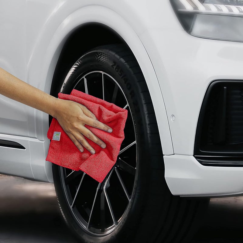 SOFTSPUN Microfiber Cloth 2 pcs 30x30 cms 340 GSM Red Thick Lint StreakFree Multipurpose Cloths Automotive Microfibre Towels for Car Bike Cleaning Polishing Washing Detailing - Image 4