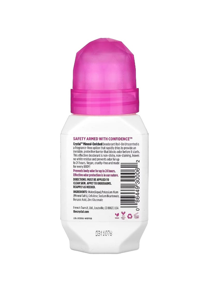 CRYSTAL Mineral-Enriched Deodorant Roll-On Unscented 2.25 fl oz (66 ml) - Image 2