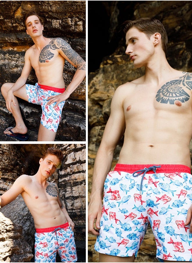 Anemoss - Men’s Swim Trunk with PVC Bag, Swimming Shorts for Men, Beach Shorts for Men with Elastic Drawstring Waistband, Soft Mesh Lining and Pockets, Standard Fit and Mid-Length, Mens Shorts for Running, Exercise, Size M | Made in Turkey - Image 1