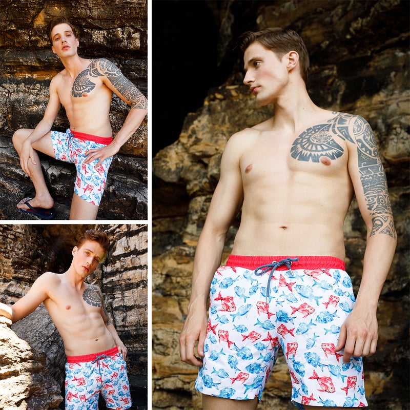 Anemoss Men’s Swim Trunk with PVC Bag, Swimming Shorts for Men, Beach Shorts for Men with Elastic Drawstring Waistband, Soft Mesh Lining and Pockets, Standard Fit and Mid-Length, Mens Shorts for Running, Exercise, Size M | Made in Turkey - Image 5