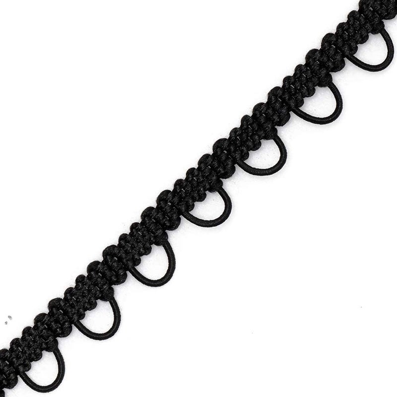 Trim eJoyce 4-Yards Petite Braid with Elastic Button Loop for Costume, Crafts and Sewing, TR-12155 (Black) - Image 1