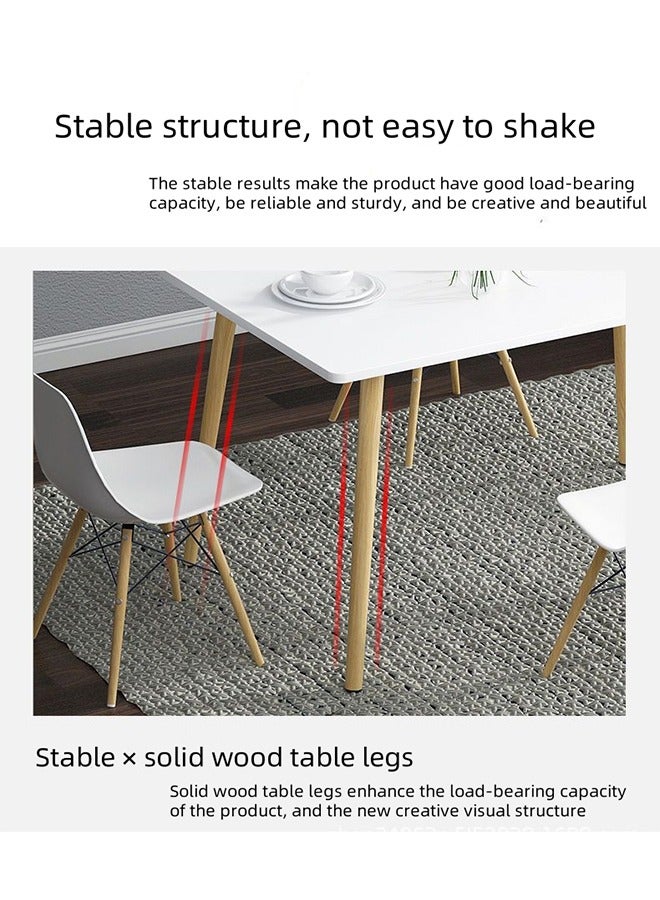 Modern Casual Square Dining Table, Dining Room Kitchen Table, White Solid Wood Dining Table, Multi-Functional Solid Wood Desk, Coffee Table, Office Desk, Applicable for Kitchen Dining Room & Living Room(A  Table) - Image 4