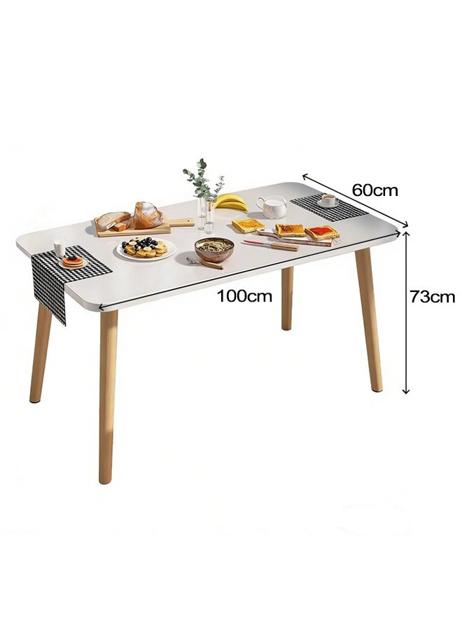 Modern Casual Square Dining Table, Dining Room Kitchen Table, White Solid Wood Dining Table, Multi-Functional Solid Wood Desk, Coffee Table, Office Desk, Applicable for Kitchen Dining Room & Living Room(A  Table) - Image 2