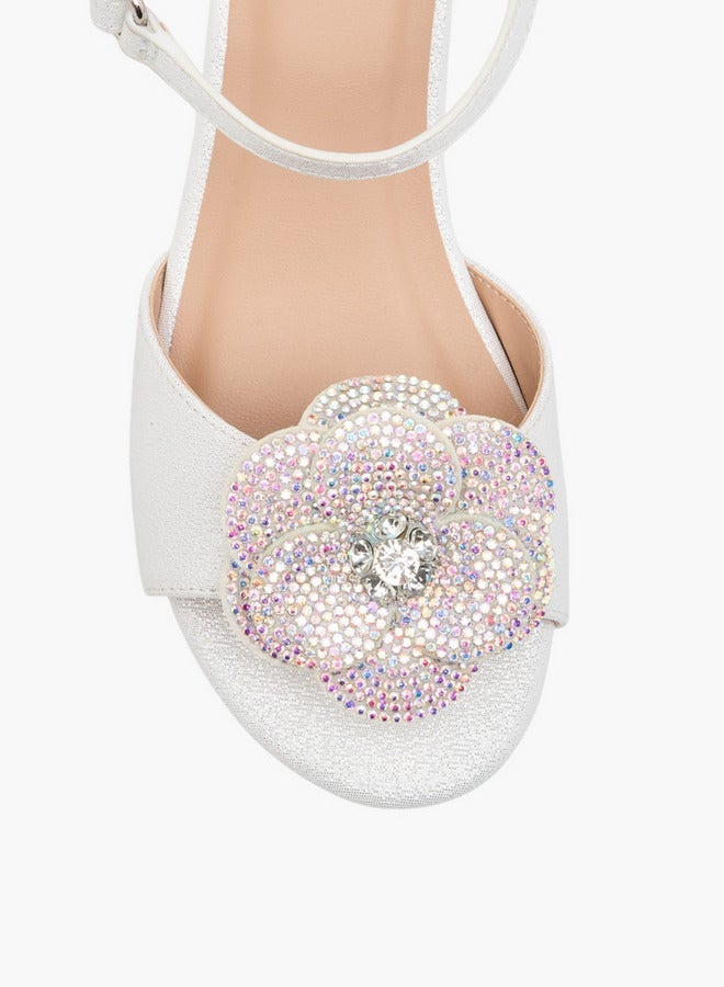 سيليست صنادل بكعب عريض بنقوش زهور للبنات مع إغلاق بخطاف وحلقة - Image 4