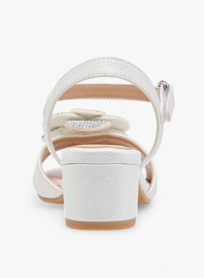 سيليست صنادل بكعب عريض بنقوش زهور للبنات مع إغلاق بخطاف وحلقة - Image 5