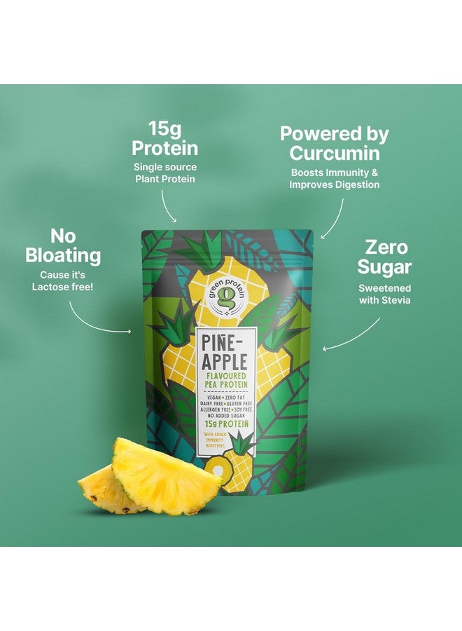 GREEN PROTEIN بروتين أخضر - مسحوق بروتين البازلاء المعزول، بروتين نباتي نباتي، بدون سكر مضاف، 100% نباتي، خالي من الصويا، خالي من الألبان، خالي من الجلوتين، خالي من مسببات الحساسية، بنكهة الأناناس، 15 جرام بروتين لكل حصة، كيس (500 جرام) - Image 2