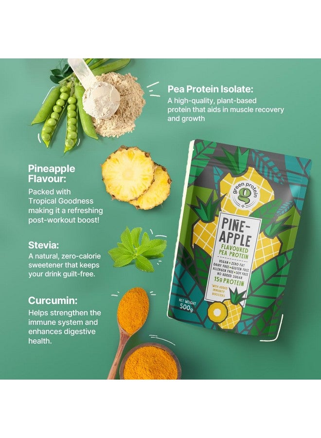 GREEN PROTEIN بروتين أخضر - مسحوق بروتين البازلاء المعزول، بروتين نباتي نباتي، بدون سكر مضاف، 100% نباتي، خالي من الصويا، خالي من الألبان، خالي من الجلوتين، خالي من مسببات الحساسية، بنكهة الأناناس، 15 جرام بروتين لكل حصة، كيس (500 جرام) - Image 3