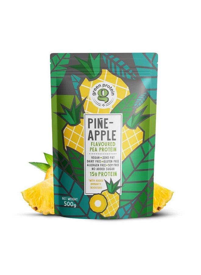 GREEN PROTEIN بروتين أخضر - مسحوق بروتين البازلاء المعزول، بروتين نباتي نباتي، بدون سكر مضاف، 100% نباتي، خالي من الصويا، خالي من الألبان، خالي من الجلوتين، خالي من مسببات الحساسية، بنكهة الأناناس، 15 جرام بروتين لكل حصة، كيس (500 جرام) - Image 1