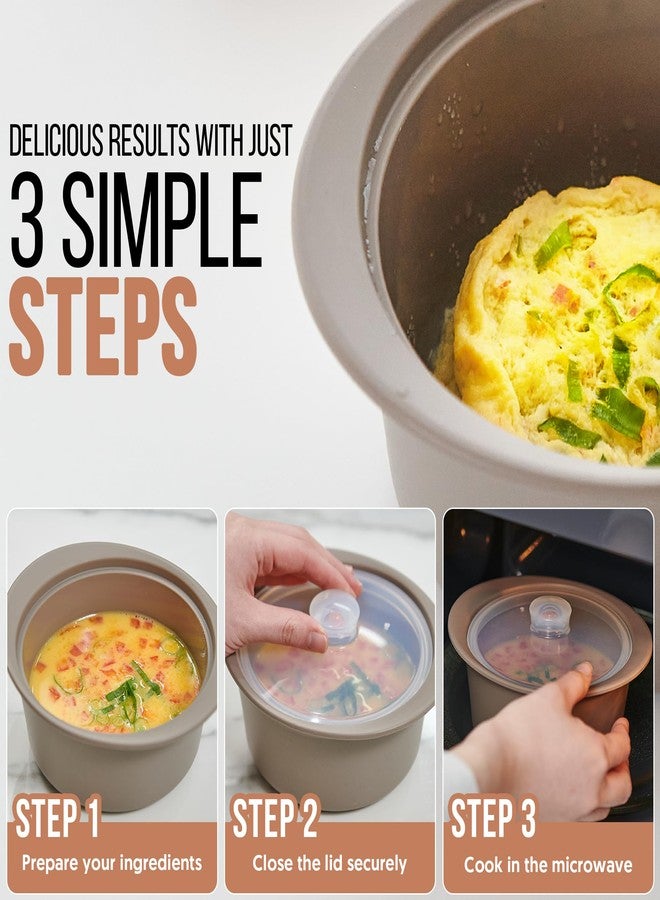 FIRGI 27fl.oz (3.4cup) Silicone Microwave Steaming Pot with Handle & Lid for Easy Cooking Vegetables, Egg, Noodles Soup Non-Stick Dishwasher Safe Easy Clean Made in Korea Dry Rose 800ml - Image 3