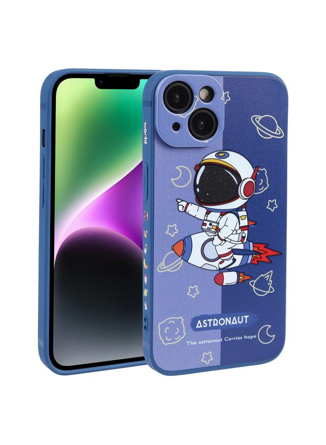 اس-توب جراب لهاتف iPhone 14 من مادة TPU بنمط رائد فضاء بألوان متباينة - Image 1