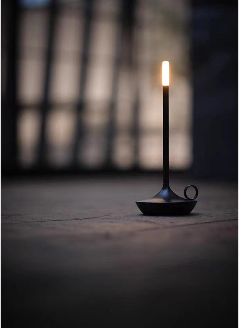 Sharpdo - Bedroom Atmosphere LED Retro Candle Table Lamp, Single Color Warm Light, Type-C Rechargeable - Image 1