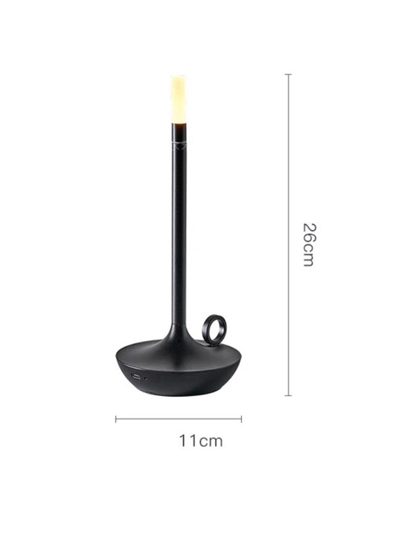Sharpdo - Bedroom Atmosphere LED Retro Candle Table Lamp, Single Color Warm Light, Type-C Rechargeable - Image 1