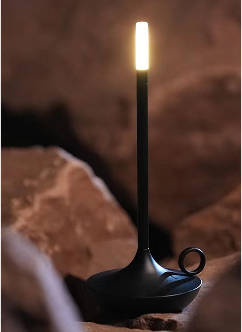 Sharpdo - Bedroom Atmosphere LED Retro Candle Table Lamp, Single Color Warm Light, Type-C Rechargeable - Image 1